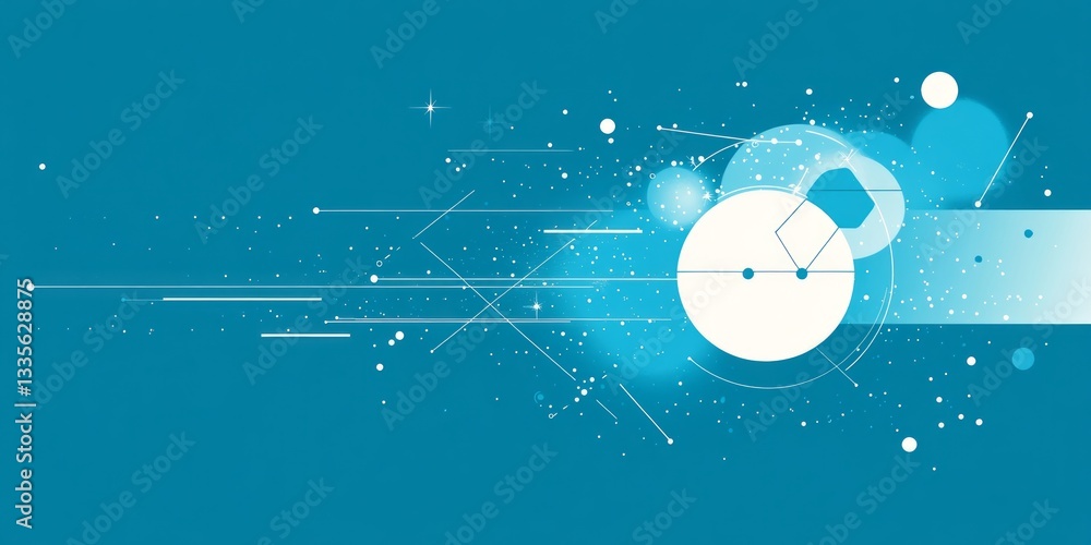 Poster abstract tech background displays geometric shapes and flowing lines