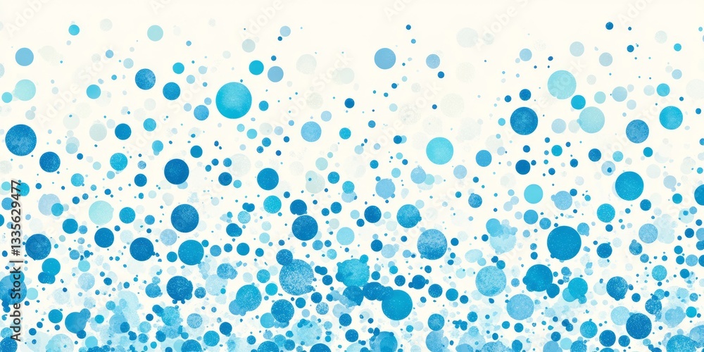 Poster a multitude of blue circles float on a white background