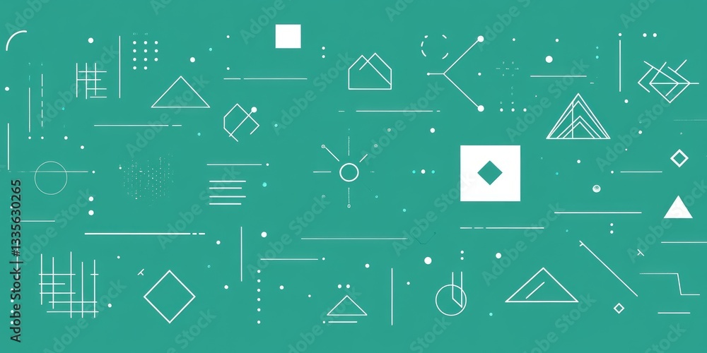 Poster an abstract background featuring various geometric shapes and lines