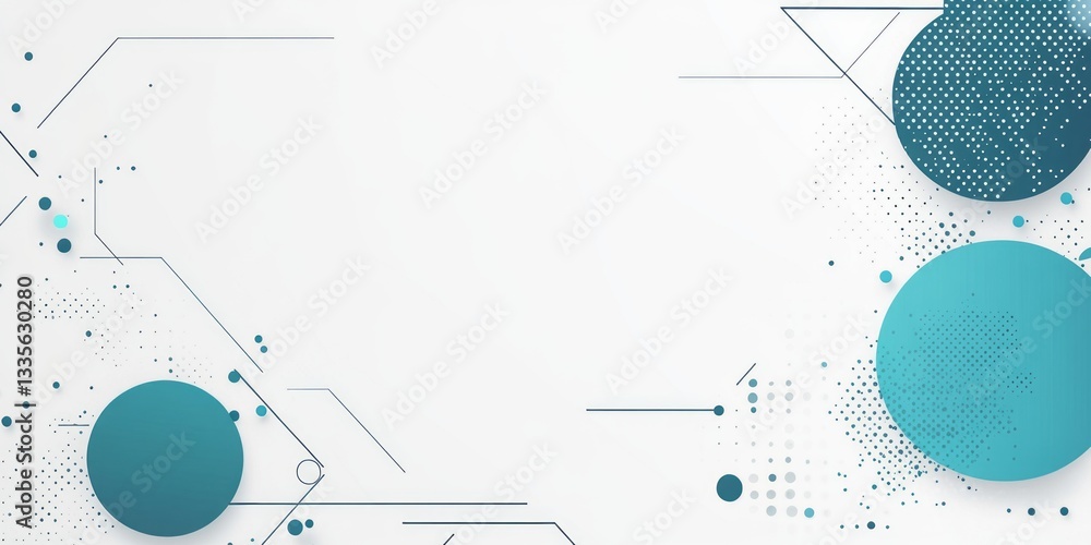 Poster abstract geometric design features circles lines and dots