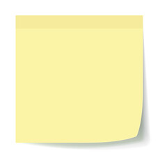 Yellow stick note paper sheet with shadow. 3D realistic vector illustration isolated on white.