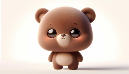 Obraz premium Charming 3D-style baby bear with friendly expression and cuddly look