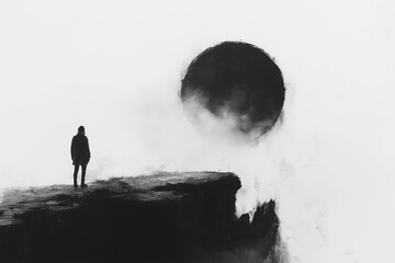 Focus on using negative space creatively, with minimalistic shapes or lines, allowing the empty areas to become a central element of the artwork