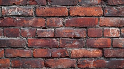 Obraz premium A close up image shows an aged red brick wall