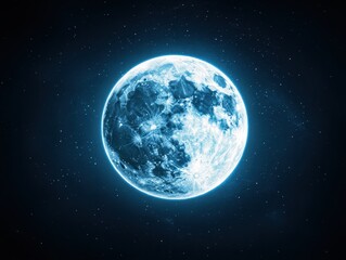 Obraz premium Bright full moon illuminating the night sky with stars in the background