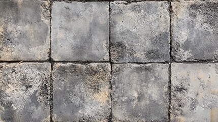 Fototapeta premium Eight weathered square cement tiles arranged in a grid pattern