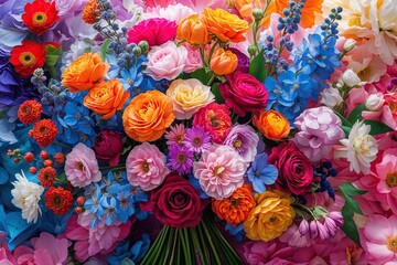 Vibrant Colorful Bouquet Composition in an Elegant Blossom Tapestry