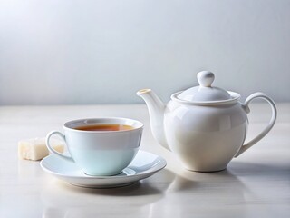 White Teacup & Teapot Mockup:  Perfect for Tea Branding & Packaging Design