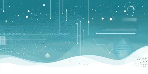 Abstract visualization combines geometric elements on a blue background