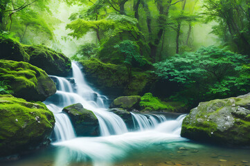 Naklejka premium 滝の奥深く