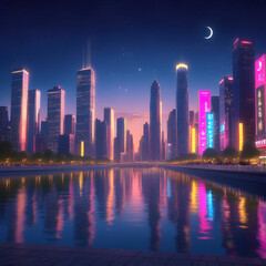 Fototapeta premium Scenic View Of City at night