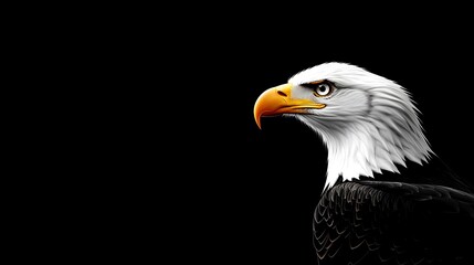 Obraz premium Majestic bald eagle profile against black background.