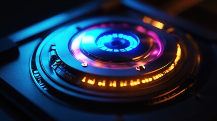 Futuristic Abstract Design with Bright Light Elements and Circles