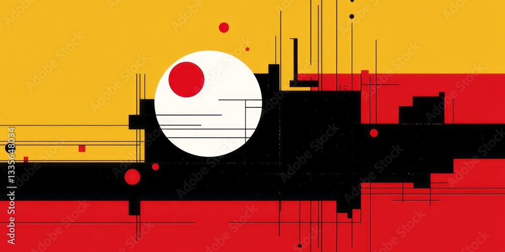 Poster abstract geometrical shapes create a modern artistic balanced composition