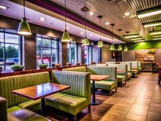 Fast Food Restaurant Interior Design, Modern Diner, Casual Eatery, Bright Restaurant Space, Quick Service Restaurant, Clean Fast Food,  Interior Photography, Food Court Design
