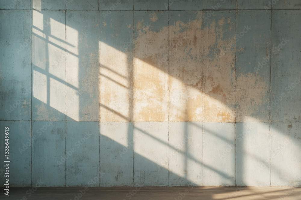 Poster a wall with a window and a shadow on it