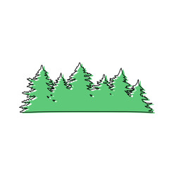 Obraz premium Minimalist Pine Tree Illustration with Organic Shape – Evergreen Forest, Nature, and Christmas Tree Vector