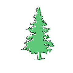 Minimalist Pine Tree Illustration with Organic Shape – Evergreen Forest, Nature, and Christmas Tree Vector