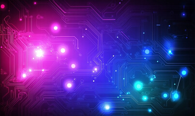 Futuristic Motherboard Circuit Board Design with Glowing Elements Abstract