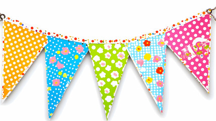 Colorful party bunting banner isolated on white; celebration decoration