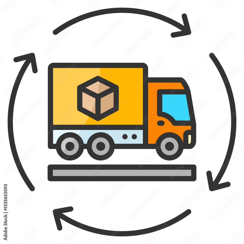 Poster supply chain icon element for design