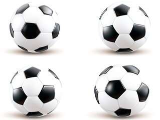Four Soccer Balls on White Background