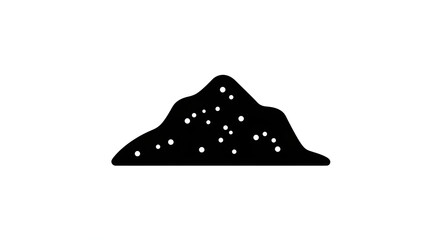 A contemporary icon of a pile of sand, depicted in black and isolated on a white background
