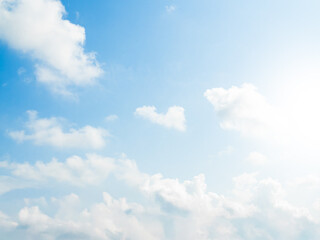 Blue sky background white cloud abstract light day sun bright cloudy summer season beauty landscape atmosphere air view sunshine climate environment ecosystem change energy concept.