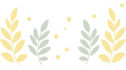Pastel foliage border, digital illustration