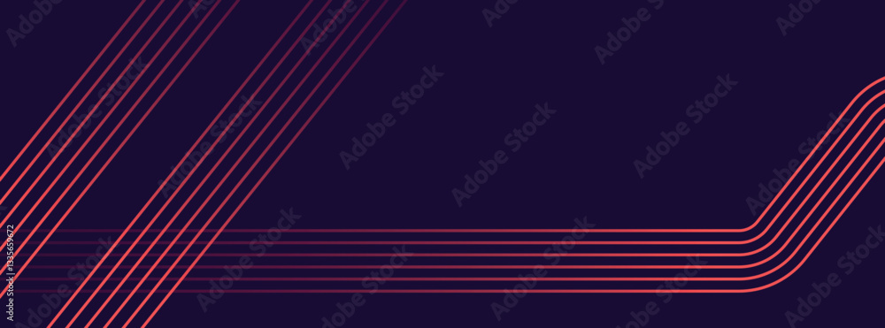 Poster dark abstract futuristic technology background with neon line curves with copy space