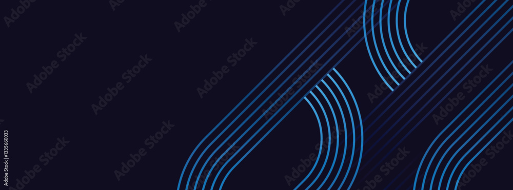 Poster dark abstract futuristic technology background with neon line curves with copy space