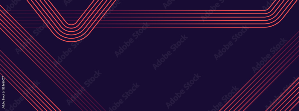 Poster dark abstract futuristic technology background with neon line curves with copy space