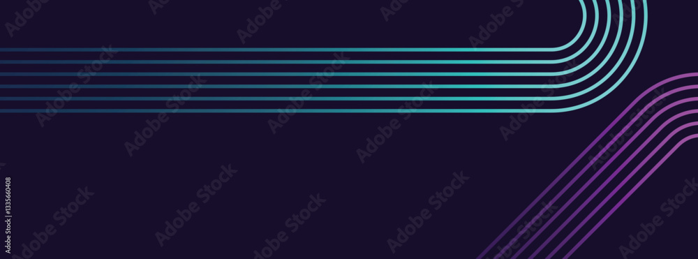 Poster dark abstract futuristic technology background with neon line curves with copy space