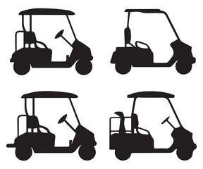 Golf Cart Silhouettes Illustration Set