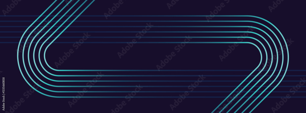 Poster dark abstract futuristic technology background with neon line curves with copy space