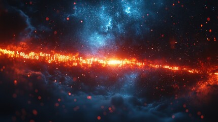 Binary Nebula: A Fiery Digital Cosmos