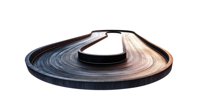 Race track with sharp curves, cut out. Isolated on a transparent background.