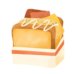 Toast with cheese hand drawn illustration