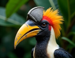 a colorful hornbill bird with a striking beak and vivid plumage