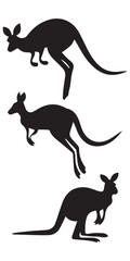 Set of Kangaroo Silhouette Vector Illustrations