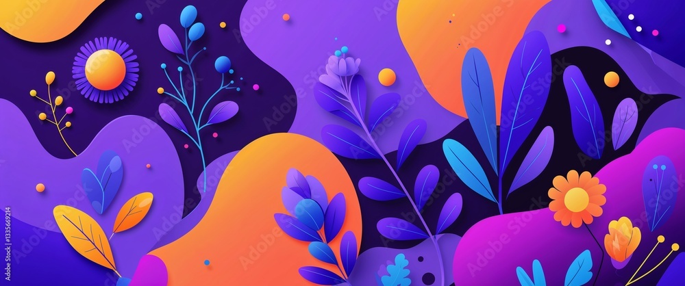 Poster violet pattern on colorful plain background digital abstract art work illustration design