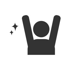 万歳をしている人のモノクロピクトグラムベクターアイコン