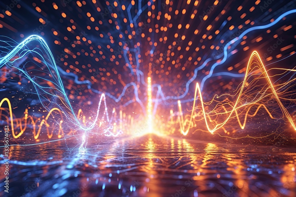 Poster Dynamic Electric Pulse Background with Glowing Sparks and Energetic Wave Patterns
