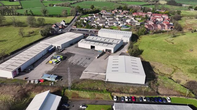 Aerial video of Asap Cargo Ltd Drumahoe Industrial Estate Millbrook Larne Co Antrim Northern Ireland 14-03-25