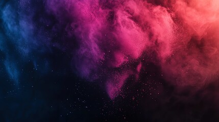 Colored powder explosion on gradient dark background Freeze motion