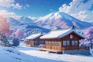 Scenic Snowy Mountain Retreat in Korea Inspired by Anime Landscapes