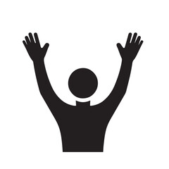 Man, silhouette with spread hand vector design.