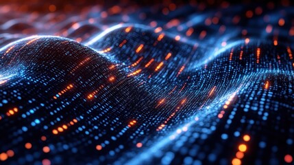 Abstract Digital Wave: Blue and Orange Data Stream