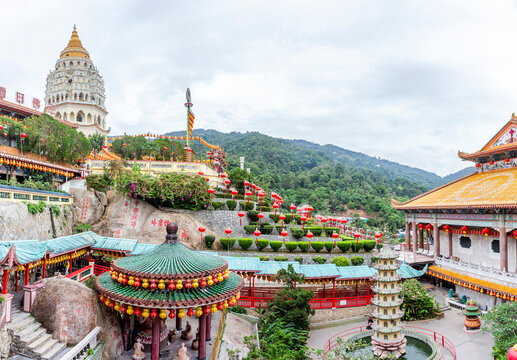 Beautiful view of the Kek Lok Si Chinese temple in Georgetown, Penang, Malaysia