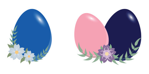 Blue And Pink Eggs With Flower Decorations